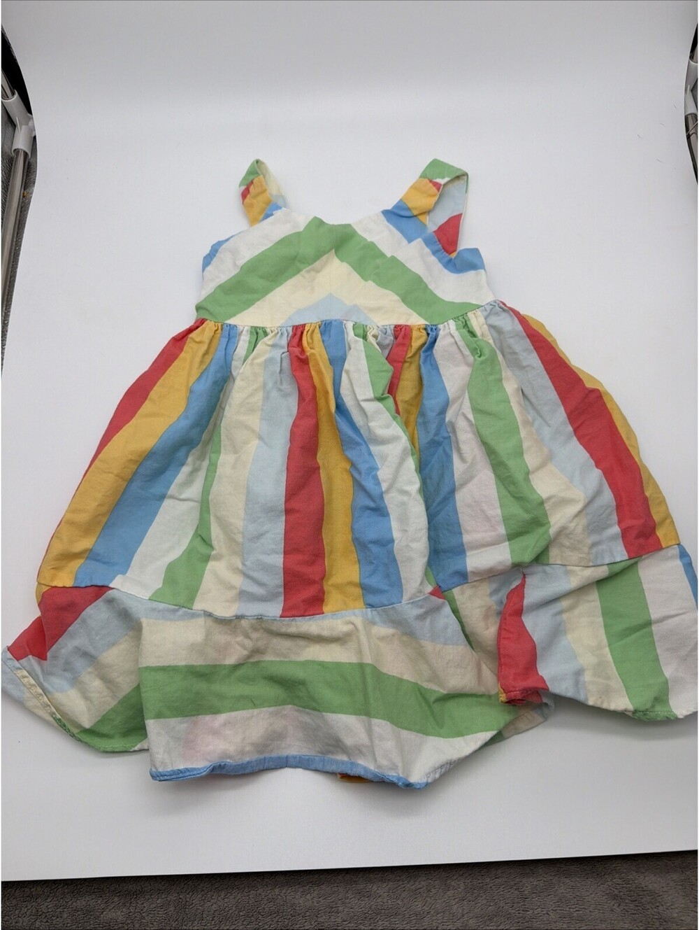 Bonnie Jean Girls Pastel Rainbow Stripe Sleeveless Dress with Bow size 2y